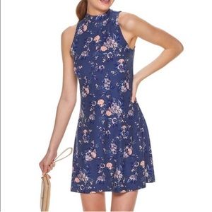 Blue Floral Casual Dress